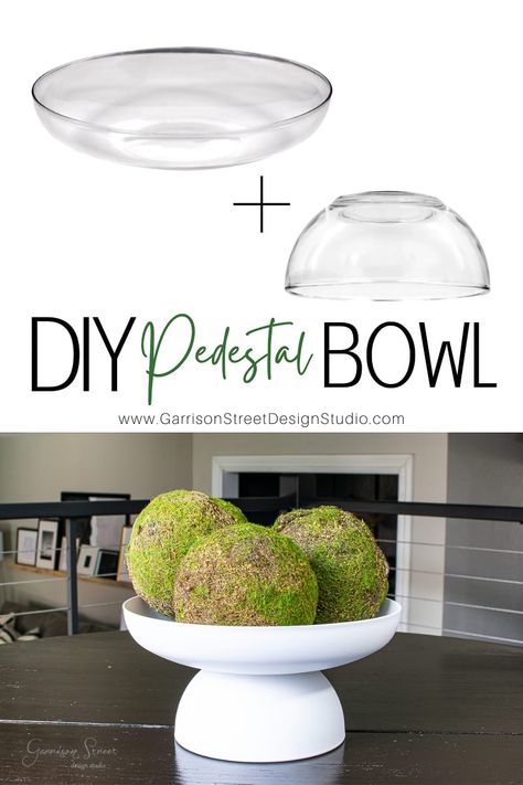 Glass Decoration Ideas, Diy Pedestal, Glass Bowl Decor, Hantverk Diy, Diy Bowl, Glass Decoration, Diy Casa, Diy Dollar Tree Decor, Pedestal Bowl