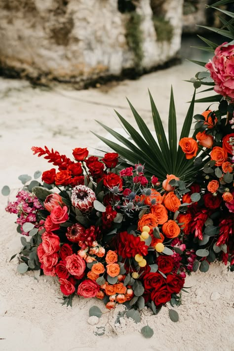 Hacienda Wedding Bridesmaids, Spanish Wedding Bouquet, Mexican Wedding Flowers, Latin Inspired Wedding, Colorful Arch, Spanish Themed Weddings, Latin Wedding, Guatemala Wedding, Sayulita Wedding