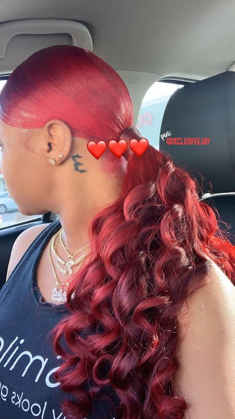 follow @xclusivejay. 💰💯 for dope pins! Red Ponytail Hairstyles, Red Hair Ponytail, Colourful Wigs, Red Ponytail, Deep Red Hair, Cute Ponytail Hairstyles, Slick Ponytail, Weave Ponytail Hairstyles, Cute Ponytails