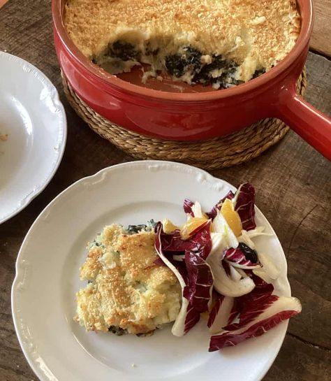 Rachel Roddy’s recipe for potato, cavolo nero and bechamel bake | Baking | The Guardian Rachel Roddy, Baked Olives, Potato Sandwich, Olive Salad, Orange Salad, Potato Cakes, Quick Cooking, Vegetable Side Dishes, Oven Baked