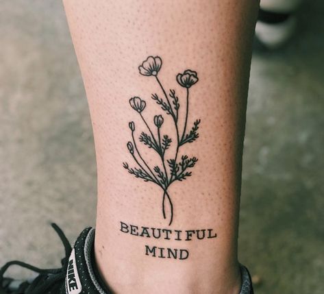 #quotetattoo #beautifulmind #beautifulmindtattoo #jonbellion #jonbelliontattoo #tattoolettering #tattoos #tattooideas #tattoodesigns #tattoodesignsankle #ankletattoo #flowertattoo #tattooquotes Jon Bellion Tattoos Ideas, Beautiful Mind Tattoo, Ajr Tattoo, Jon Bellion Tattoos, Mind Tattoo, Medium Tattoos, Crown Tattoo Design, Hand Tattoos For Girls, Jon Bellion