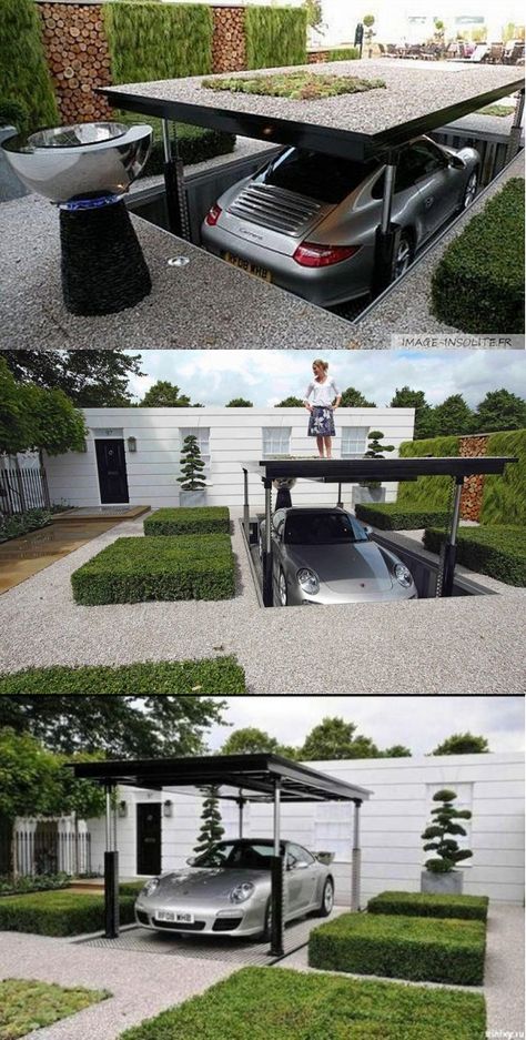 Construction Garage, Underground Shelter, Underground Parking, Cool Garages, Underground Garage, Luxury Garage, Carport Designs, Modern Garage, Underground Homes