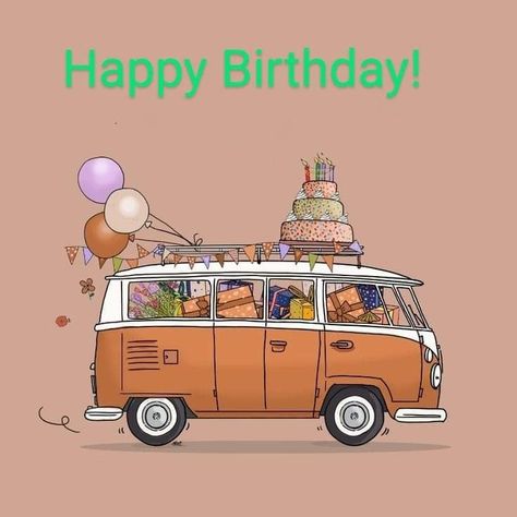 Volkswagen Birthday, Hippy Happy Birthday Wishes, Happy Birthday Hippie, Happy Birthday Bicycle, Happy Birthday Wishes Vw Bug, Good Morning Beautiful Quotes, Good Morning Beautiful, Daughter Birthday, Hippie Outfits