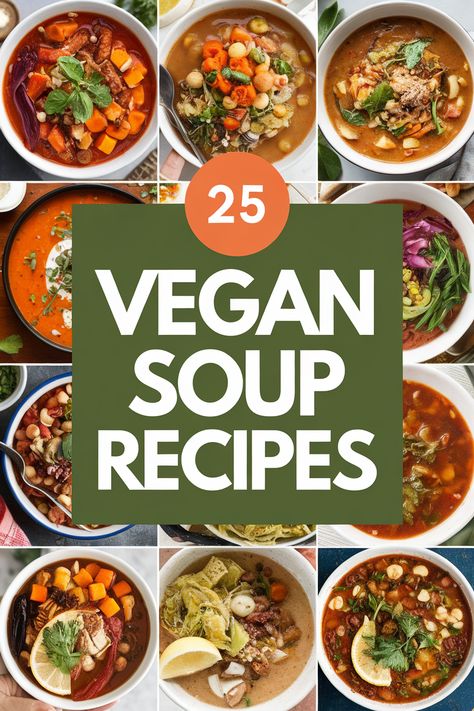 Vegan soup for sickness?  These recipes will soothe your soul. Explore hearty lentil soups, creamy cauliflower bisques, and vibrant vegetable broths. Dairy-free cream soups made with coconut milk or cashews. Protein-packed bean soups and nourishing miso-based recipes. Easy vegan soup ideas for quick weeknight meals. Comforting vegan chowders and stews perfect for cold days. Flavorful plant-based soups to satisfy any craving. Vegan Winter Soup Recipes, Vegan Soup For Sickness, Dairy Free Cream Soup, Vegetarian Soup Recipes Easy, Soup For Sickness, Meatless Soup Recipes, Vegan Chowder, Soups Creamy, Meatless Soups