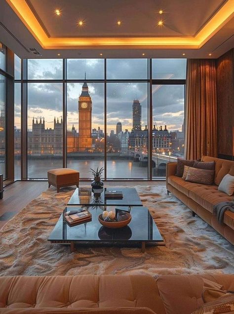 Penthouse in London Luxury Apartments London, London House Interior, Penthouse London, Penthouse Aesthetic, Penthouse Living, New York Penthouse, Casa Clean, London Dreams, London Living