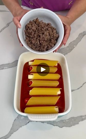 Crab Manicotti Recipe, Stuffed Manicotti With Meat Ground Beef, Ground Beef Stuffed Manicotti, Stuffed Pasta Recipes Manicotti, Beef Stuffed Manicotti Recipe, The Easiest Dump And Bake Pasta Dinner: String Cheese Manicotti, Manicotti Recipe, Easy Pasta, Country Kitchen