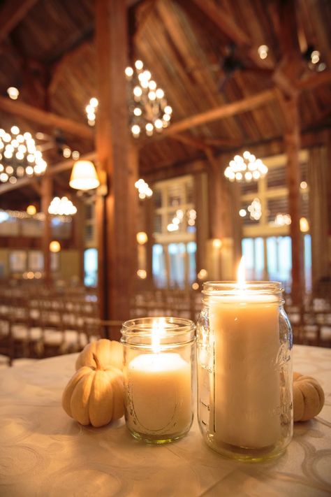 White Pumpkins Wedding, Jars With Candles, Neutral Fall Wedding, Gibbet Hill Wedding, Small Bbq, Wedding Mason Jars, Fall Rustic Wedding, Bridal Shower Pink, White Barn Wedding