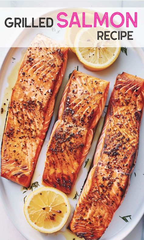 Master grilled salmon with this simple recipe. Perfectly cooked fish bursting with flavor, ready in minutes. Easy Grilled Salmon Recipes, Grilled Salmon Fillet, Salmon Recipes Brown Sugar, Best Grilled Salmon Recipe, Grilled Salmon Recipe, Cooked Fish, Grilled Salmon Recipes, Lemon Salmon, Seared Salmon