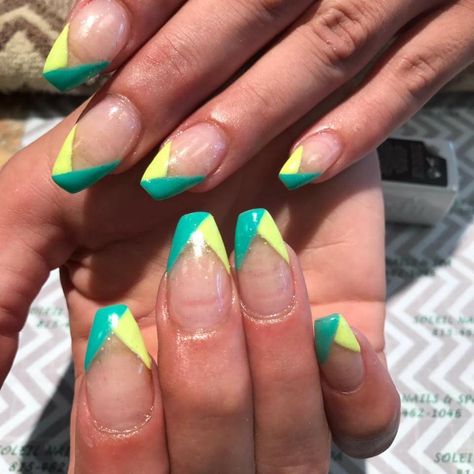 Criss cross nails Modern french Neon nails Criss Cross French Nails, Crossed French Tip Nails, Criss Cross Nail Design, Criss Cross French Tip, Criss Cross French Tip Nails, Cross French Tip Nails, Criss Cross Nails, French Neon Nails, Nails Modern French