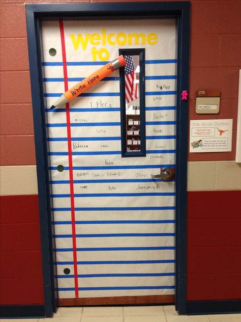 Classroom door idea! Pencil made from pool noodle. Room Door Ideas, Classroom Door Ideas, Diy Classroom Decorations, School Door Decorations, Teacher Doors, School Doors, Pool Noodle, Door Decorations Classroom, Diy Classroom