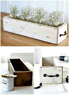 Box Centerpiece Ideas, Diy Wooden Box, Wooden Box Centerpiece, Wood Box Centerpiece, Wooden Box Diy, Box Centerpiece, Wooden Centerpieces, Box Crafts, Wood Centerpieces