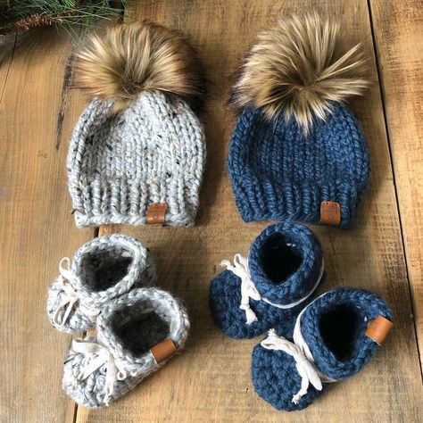 Chunky Babies, Baby Booties, Baby Baby, Crochet Baby, Knitted Hats, Winter Hats, Knitting, Hats, Crochet