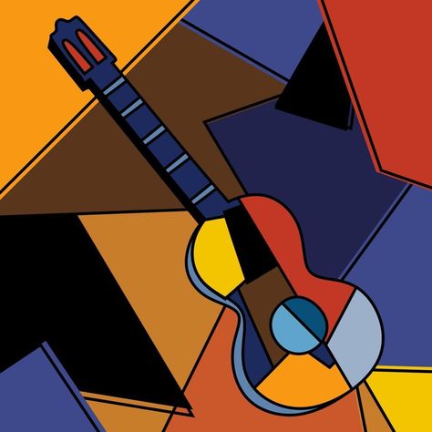 Harmony Art, Cubist Art, Cubism Art, Guitar Painting, Soyut Sanat Tabloları, Musical Art, Surrealism Painting, Modern Art Paintings, Guitar Art