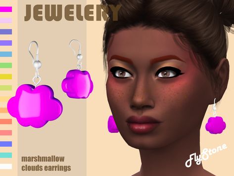 The Sims Resource - Marshmallow clouds earrings Earrings Sims 4, Marshmallow Clouds, Geek Earrings, Cloud Earrings, Anchor Earrings, Spiral Earrings, Ts4 Cc, The Sims Resource, Sims 4 Mods