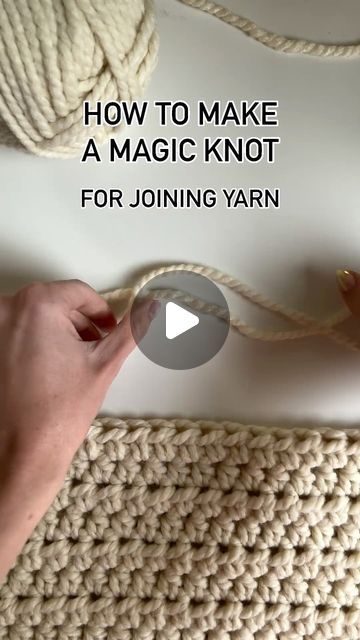 Crochet Magic Knot Joining Yarn, How To Attach New Yarn In Crochet, Crochet Changing Colors Joining Yarn, How To Join Two Pieces Of Yarn, How To Tie Off Crochet End, Magic Knot For Joining Yarn, Magic Loop Crochet, First Crochet Project, Crochet Knot