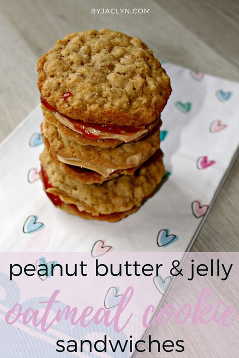 Peanut Butter Jelly Oatmeal, Peanut Butter And Jelly Oatmeal, Oatmeal Pies, Soft And Chewy Oatmeal Cookies, Peanut Butter Jelly Cookies, Peanut Butter Jelly Sandwich, Chewy Oatmeal Cookies, Oatmeal Granola, Oatmeal Peanut Butter