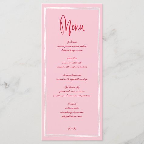 Diy wedding menu cards