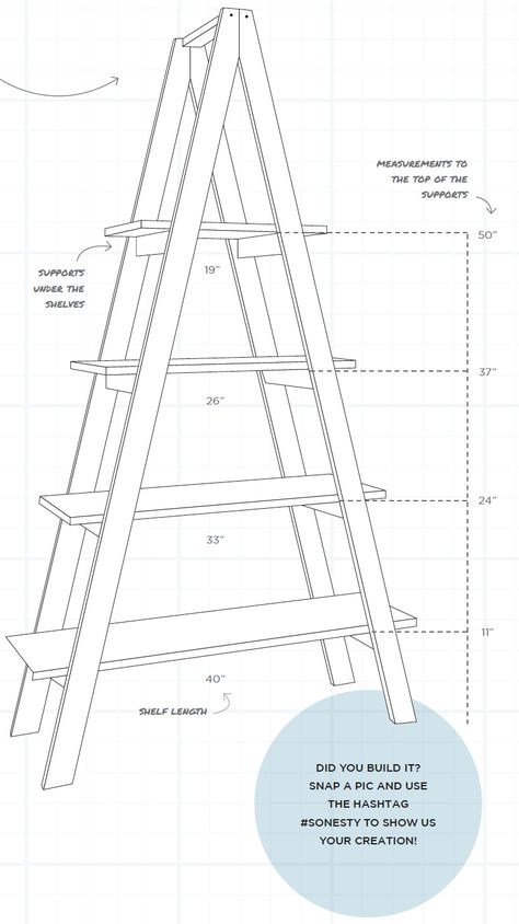 How To Build A Ladder Shelf, Diy Shelf For Christmas Village, A Frame Shelf Plans, Diy A Frame Plant Stand, A Frame Plant Stand Diy, A Frame Ladder Shelf Diy, A Frame Shelf Diy, Building A Plant Stand, Triangle Plant Stand