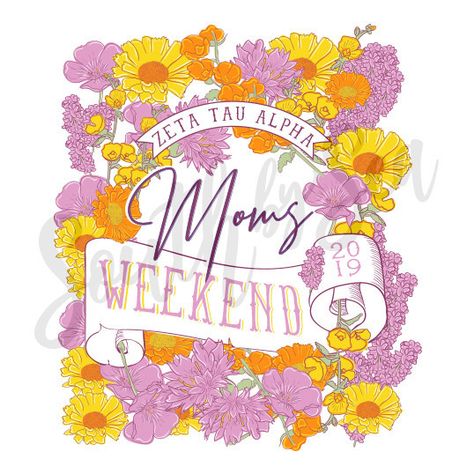 Sorority Moms Day Ideas, Sorority Moms Day Activities, Flower Sorority Shirt, Sorority Moms Day Shirts, Moms Weekend Sorority, Sorority Family Weekend, Sorority Moms Day, Moms Weekend Shirts, Aoii Shirts