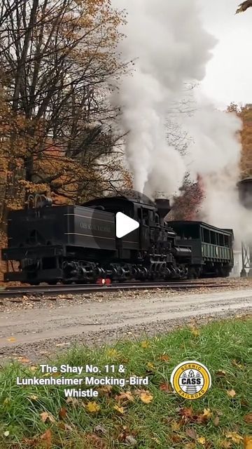 Todd Powell on Instagram: "Cass Scenic Railroad Shay No. 11 & the Lunkenheimer Mocking-Bird Whistle    📹 credit:  @_mr.yates (Instagram for more clips and pics)    The Shay No. 11 was built in 1923 for the Hutchinson Lumber Co.’s Oroville (Butte County) Calif. mill operation as No. 3. After restoration by Cass Scenic Railroad, it took its first excursion trial on September 17, 1999.    About The Shay Locomotive    The Shay locomotive, a geared steam locomotive, was developed in North America based on patents by Ephraim Shay. This type of locomotive was particularly effective in logging, mining, and industrial operations due to its ability to navigate steep grades and poor-quality tracks. The design initiated by Ephraim Shay evolved over the years, but all Shay locomotives share a common l Shay Locomotives, Bird Whistle, Car Spotting, Mocking Bird, Mocking Birds, Scenic Railroads, Trainspotting, September 17, Steam Locomotive