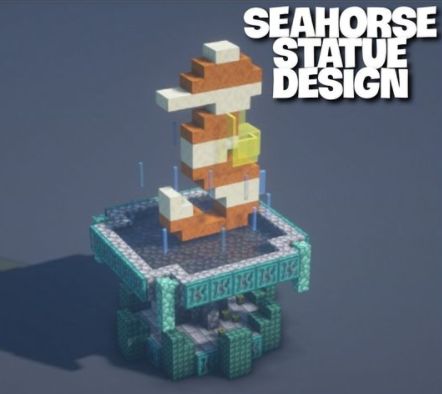 Minecraft Seahorse, Sea Builds Minecraft, Minecraft Fish Statue, Minecraft Aquarium, Hello Kitty Island Adventure, Minecraft Statues, Minecraft City Buildings, Minecraft Castle, Minecraft Room