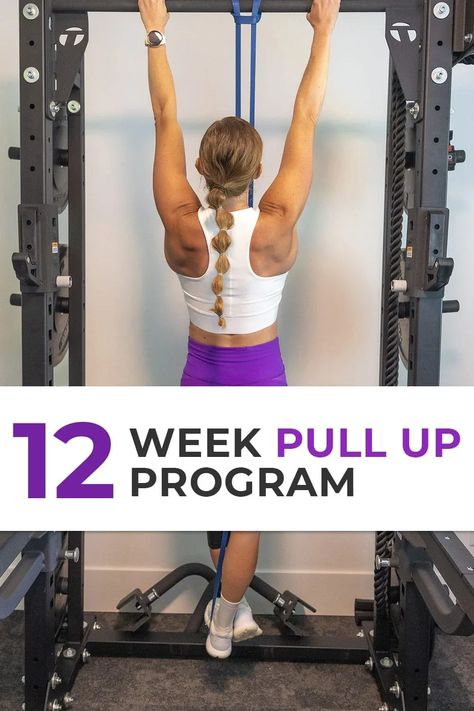 Achieve your first pull up in 12 weeks! This free, 12-week pull up program is designed to help you build strength, improve your technique, and master the pull up with good form. I personally went from doing 0 to 100 pull ups using this exact guide. Pull Up Challenge, Push Pull Workout, Chest And Tricep Workout, Pull Up Workout, Nourish Move Love, Assisted Pull Ups, Weight Lifting Workout, How To Get Better, Build Strength