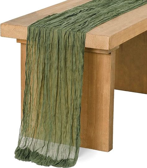 Amazon.com: Ling's Moment 10Ft x 35" Wide Moss Green Gauze Semi-Sheer Table Runner Cheesecloth Tablecloth for Wedding Party Bridal Shower Boho Table Decor : Home & Kitchen Lord Of The Rings Decor, Bridal Shower Boho, Hanging Flower Arrangements, Boho Table Decor, Wedding Ceremony Chairs, Ceremony Chairs, Boho Table, Wedding Arch Flowers, Floral Party