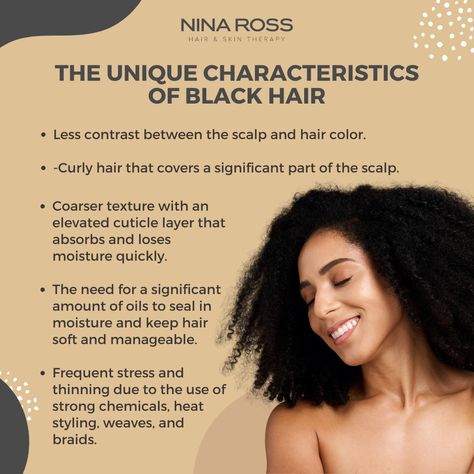 Black hair is unique and comes with its own set of characteristics that make it stand out from other hair types. 🌈  One of the most noticeable features of black hair is its extremely curly nature, which can make it difficult to maintain. 😔  It's important to understand these characteristics to properly care for and maintain black hair. 💆♀️   💎 Visit our website and discover all the solutions for hair loss Diy Hair Care, Skin Therapy, Heat Styling Products, Diy Hair, Hair Tips, Hair Skin, Hair Types, Diy Hairstyles, Fine Hair