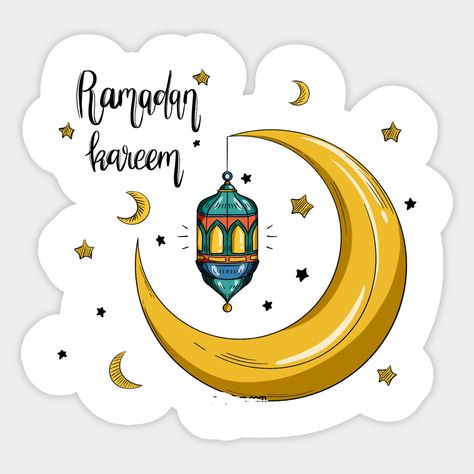 Ramadan Kareem Sticker, Ramadan Kareem Design Art, Ramadan Stickers Printable, Ramadhan Kareem Design, Ramadan Stickers, Eid Stickers, Water Gift, Ramadan Kareem Decoration, Calligraphy Paper