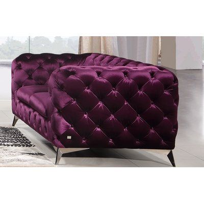 Purple Loveseat, Chesterfield Loveseat, Imperial Purple, Wood Frame Construction, Living Room Sofa Set, Velour Fabric, Living Room Collections, Purple Fabric, Velvet Sofa