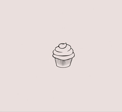 Cupcake Outline Tattoo, Simple Cupcake Tattoo, Cupcake Tattoo Designs Small, Mini Cupcake Tattoo, Fine Line Cupcake Tattoo, Tiny Cupcake Tattoo, Muffin Tattoo Small, Cupcake Drawing Aesthetic, Cake Icon Aesthetic