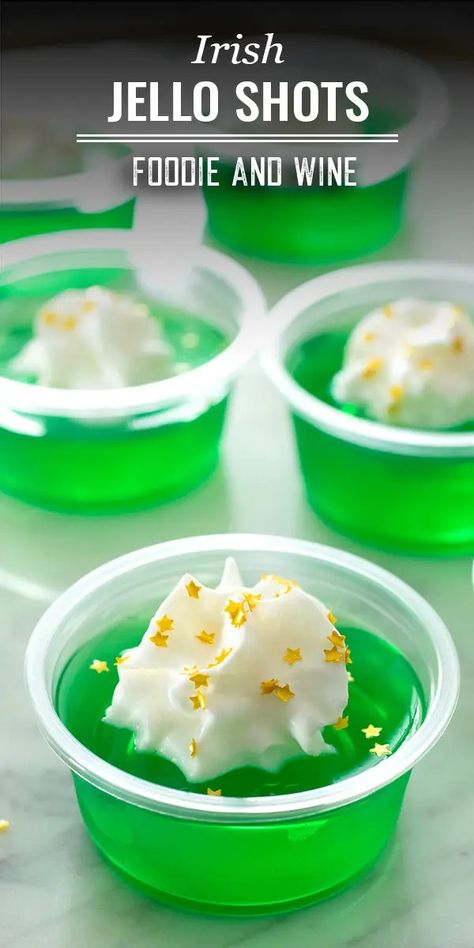 Add a touch of fun to your next St. Patrick’s Day party with a tray of St. Patricks Day Jello Shots. All you need is a box of green jello, water and Jameson Whiskey. These will be a huge hit amongst your party guests. Green Jello Shots, Lime Jello Shots, Fireball Jello Shots, Easy Shot Recipes, Jello Shots Vodka, Jello Shot Cups, Jello Flavors, Green Jello, Apple Vodka