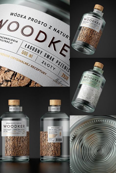 EXHIBIT: Fresh and tactile, the packaging for this vodka brand embraces its connection to Poland’s lush forests.  #exhibit #design #brand Whisky Packaging Design, Whisky Bottle Design, Vodka Packaging Design, Liquor Packaging Design, Forest Packaging, Premium Bottle Packaging, Alcohol Label Design, Vodka Label Design, Luxury Bottle Packaging