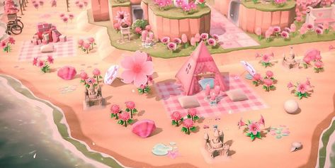 Kawaii Island, Fairy Island, Pink Island, Animal Crossing Memes, Animal Crossing Guide, Animal Crossing Wild World, Island Theme, Deco Rose, Animal Crossing Villagers