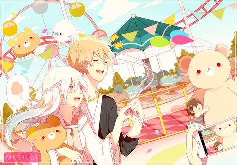 Anime Amusement Park, Amusement Park Drawing, Reference To Draw, Forest Magic, Fairy Forest, Couple Cute, Park Art, Anime Couple, Amusement Park