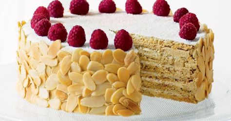 A Japonaise cake is charecterised by layers of creamy coffee buttercream sandwiched between almond meringue discs. Definitely one to add to your "must bake" list. Japonaise Cake, Cake Recipes Uk, Blackberry Cake, Coffee Buttercream, Meringue Cake, Pecan Cake, Just Cakes, Banana Recipes, Occasion Cakes