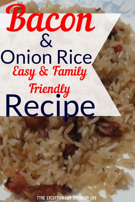 Puerto Rican Bacon Rice, Rice With Bacon And Onion, Rice Bacon Recipes, Bacon And Rice Recipes, Bacon Fried Rice Recipe Easy, Rice And Bacon Recipes, Onion Rice Recipe Simple, Bacon Rice Recipes, Spanish Rice With Bacon