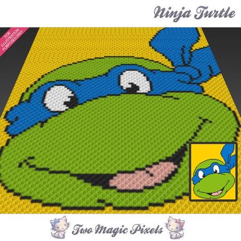 Ninja Turtle crochet blanket pattern; knitting, cross stitch graph; pdf download; leonardo; no written counts or row-by-row instructions by TwoMagicPixels, $2.84 USD Turtle Crochet Blanket, Ninja Turtle Crochet, Blanket Pattern Knitting, Crochet Ninja Turtle, Two Magic Pixels, Sc Crochet, Turtle Crochet, Graph Crochet, Crochet Afgans