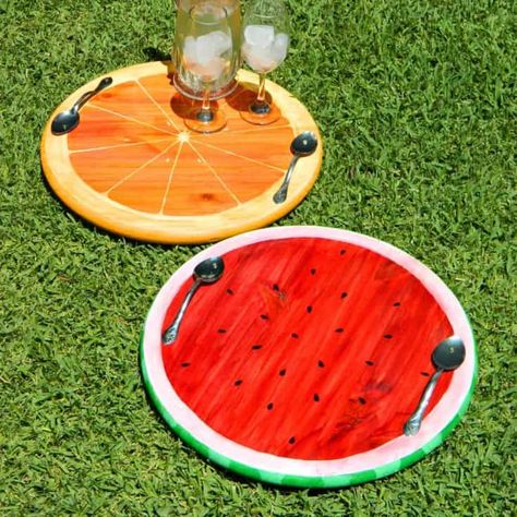 Summer Fruit Tray, Diy Serving Tray, Diy Summer Crafts, Mini Terrarium, Diy Tray, Diy Holz, Fruit Tray, Summer Diy, Diy Table