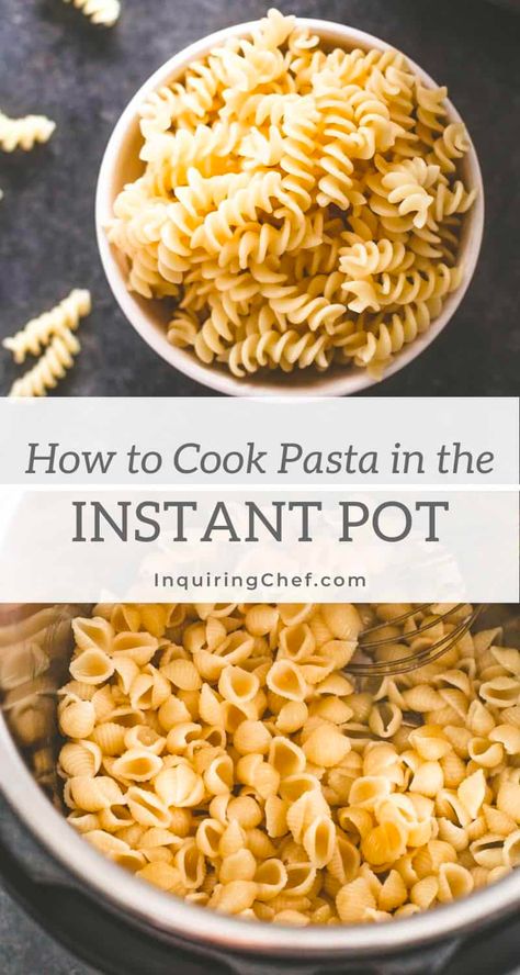 How to cook any type of pasta in the Instant Pot. #pasta #instantpot #pressurecooker Pasta In Instant Pot, Pasta Pressure Cooker, Pasta In The Instant Pot, How To Cook Noodles, Pressure Cooker Pasta, Instant Pot Pasta, Dry Pasta, Cooking Spaghetti, Cooking Pasta