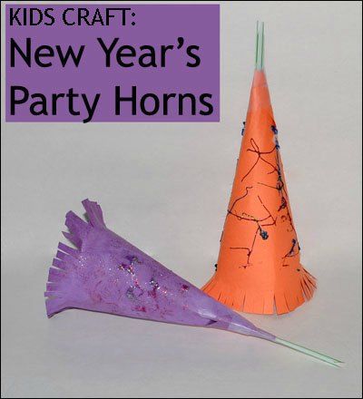 New Year’s Craft For Kids- #4 Party Horn News Years Crafts For Kids, New Year's Eve Crafts, January Ideas, New Year's Eve Activities, Kids New Years Eve, New Years Eve Day, Party Horns, Noise Maker, New Year's Party