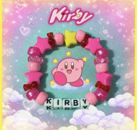 Kirby Kandi, Waddle Doo, Bracelets Homemade, Kirby Waddle Dee, Scene Bracelets, Bead Business, Rave Ideas, Rave Bracelets, Pulseras Kandi