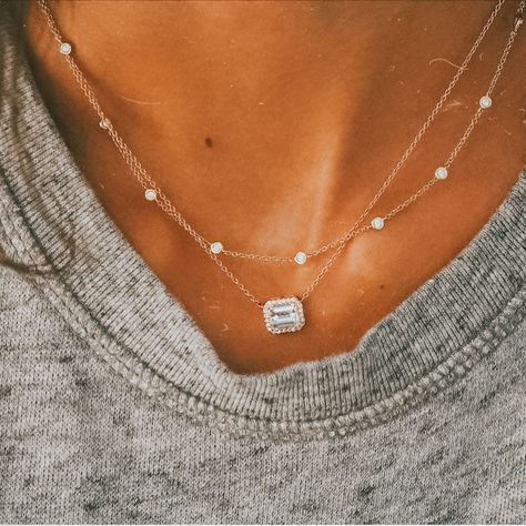 Luna Skye Jewelry, Luna Skye, Beautiful Diamond Necklace, Pendant Ideas, Diamond Pendants Designs, Hand Rings, Silver Diamond Necklace, Halo Necklace, Bezel Necklace