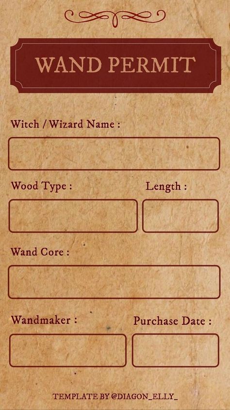 Instagram Story Template Harry Potter Wand Permit, Harry Potter School Books, Harry Potter Weekend, Harry Potter Script, Insta Story Template, Harry Potter Classes, Harry Potter Letter, Harry Potter Scrapbook, Harry Potter Journal