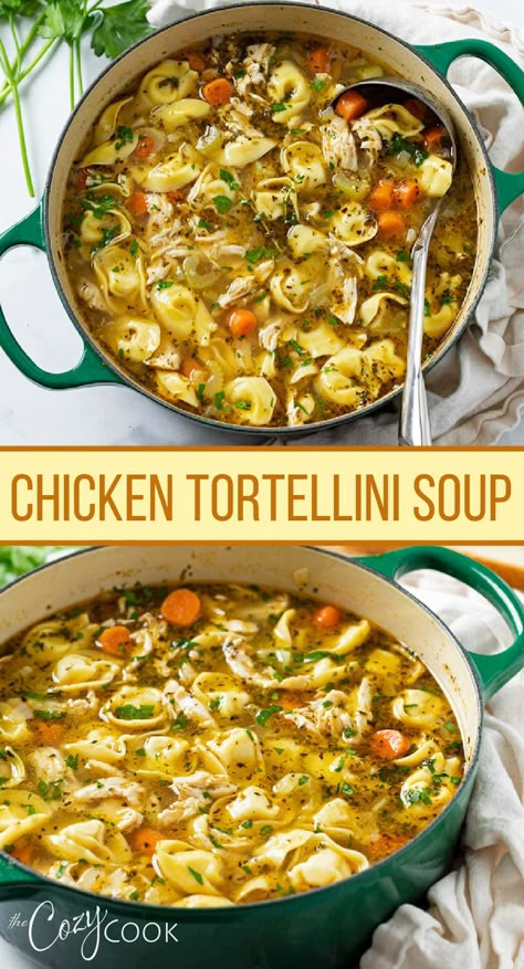 Easy Chicken Tortellini Soup, Italian Seasonings, Chicken Tortellini Soup, Chicken Tortellini, Tortellini Recipes, Tortellini Soup, Chicken Tortilla, Soup Dinner, Tortilla Soup