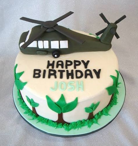 Helicopter Birthday Cake, Birthday Cake Awesome, Helicopter Cake, 25th Birthday Cake, 17th Birthday Cake, Helicopter Birthday, Blackhawk Helicopter, Birthday Cake Vanilla, Army Cake