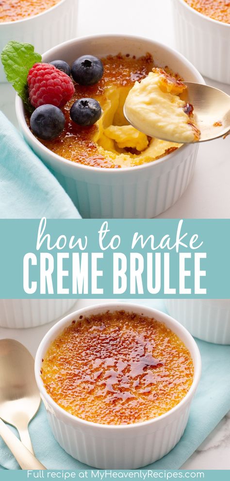 creme brulee Easy Creme Brulee, Creme Brulee Recipe Easy, Holiday Party Desserts, Dessert Holiday, Christmas Desserts Party, Cream Brulee, Best Christmas Desserts, Brulee Recipe, Creme Brulee Recipe