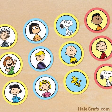 FREE Printable Peanuts Cupcake Toppers Spongebob Squarepants Cupcakes, Printable Spongebob, Charlie Brown Birthday Party, Peanuts Birthday Party, Snoopy Classroom, Snoopy Birthday Party, Charlie Brown Party, Cupcake Toppers Free, Peanuts Party