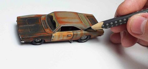 Weathering With Pencils How-To | My Custom Hot Wheels & Diecast Cars Cool Erasers, Weather Models, Car Max, Hot Wheels Garage, Model Truck Kits, Hot Weels, Plastic Model Cars, Miniature Cars, Custom Hot Wheels