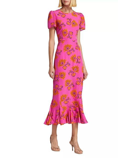 Shop Rhode Lulani Floral Maxi Dress | Saks Fifth Avenue Retro Clothing, Fitted Style, Womens Wellness, Tall Model, Floral Maxi, Retro Outfits, Women's Fitness, Floral Maxi Dress, Designer Outfits Woman